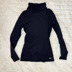 Womens Under Armour fleece cowl neck black pullover Small